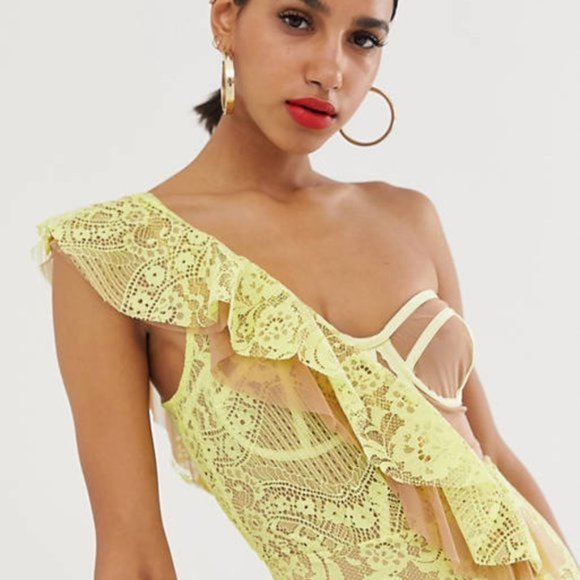 NWT For Love & Lemons Tati Lace Dress with Contrast Exposed Bodice Size XS - Picture 4 of 15